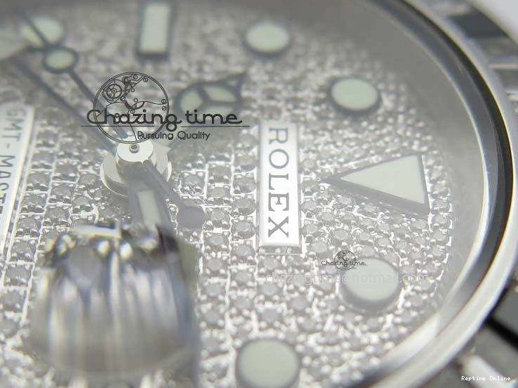 0524 Soft GMT-Master II 116759 SS Bp-Maker Black Ruby Crystal Diamond Dial On SS Bracelet A 3766